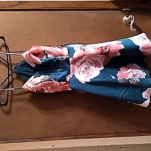 City Studio Green & Pink Roses Party Dress